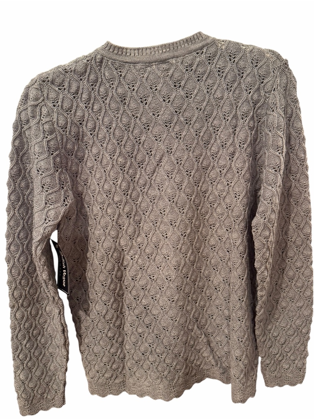 Vintage British Vogue Gray Pointelle Cardigan XL Made in USA - Picture 2 of 6